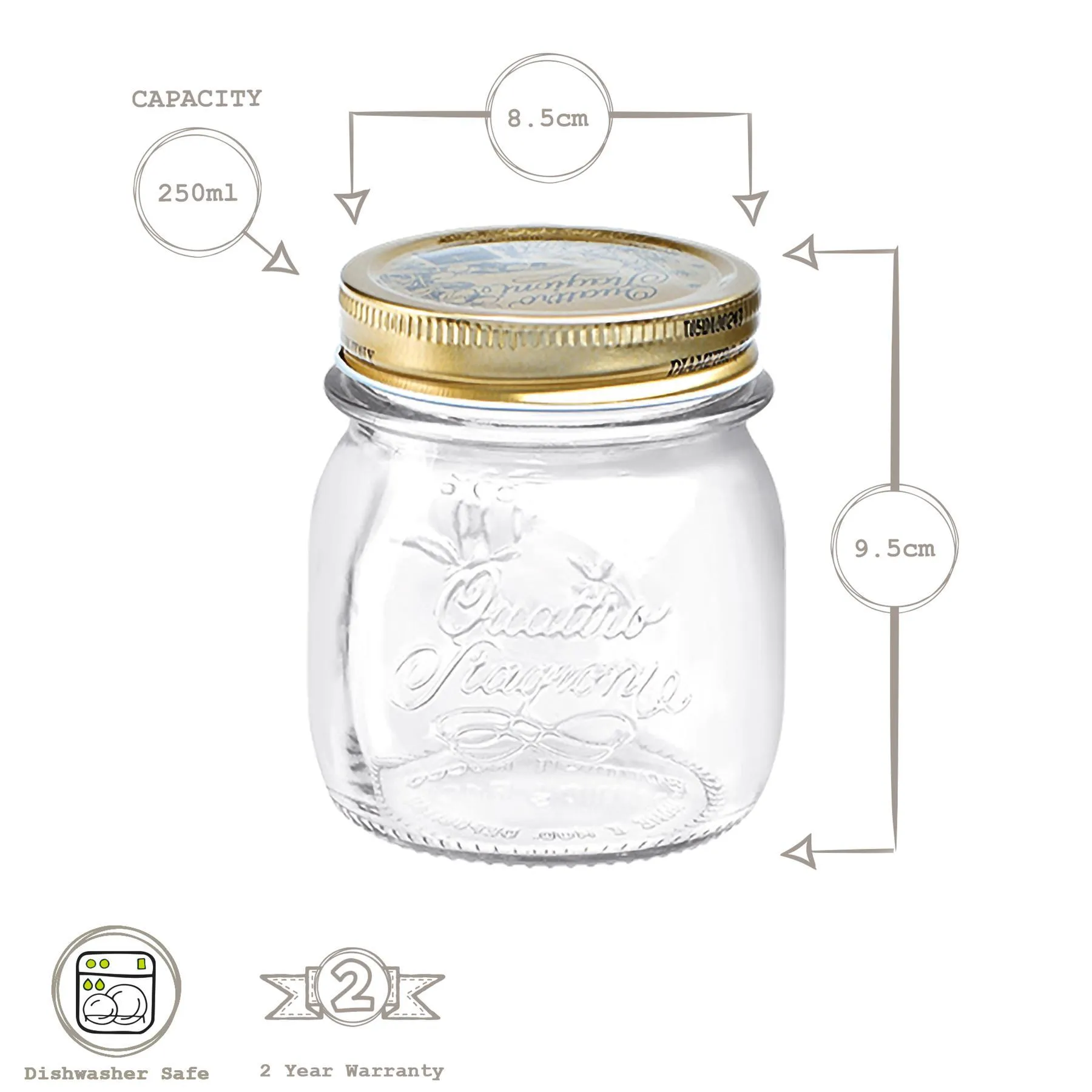 250ml Quattro Stagioni Glass Storage Jar - By Bormioli Rocco