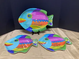 3-Piece Jean C. Colorful Fish Melamine Plate Set