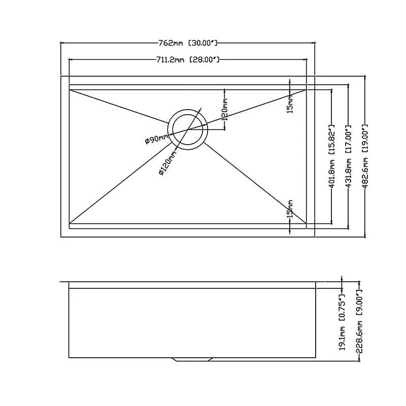 30'' x 19'' Undermount Workstation Sink 304 Stainless Steel Single Bowl Kitchen Sink