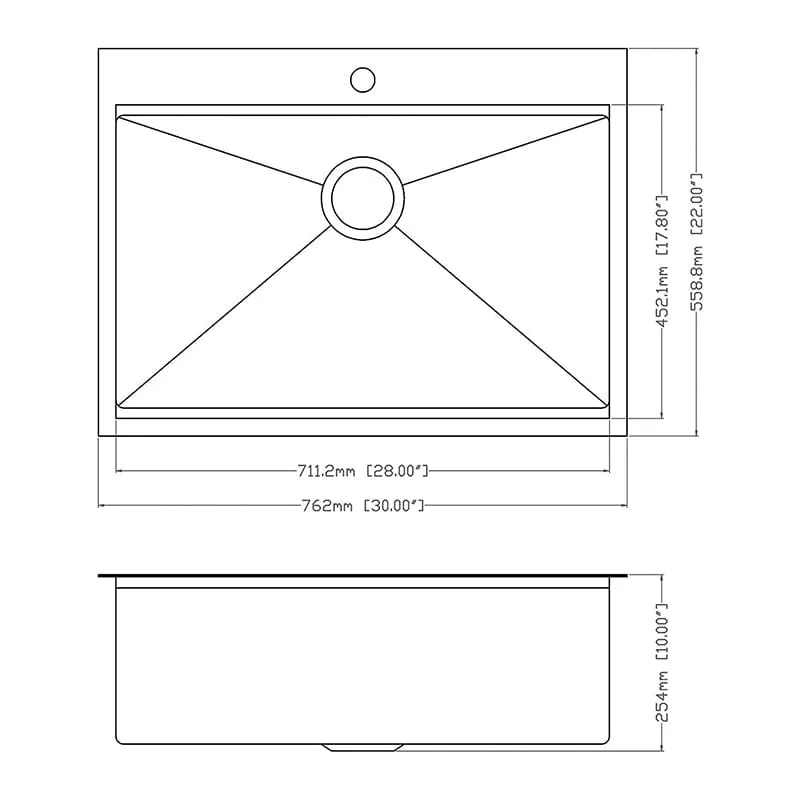 30" x 22" Multifunctional Drop-In Kitchen Stainless Steel Sink with Drain Board