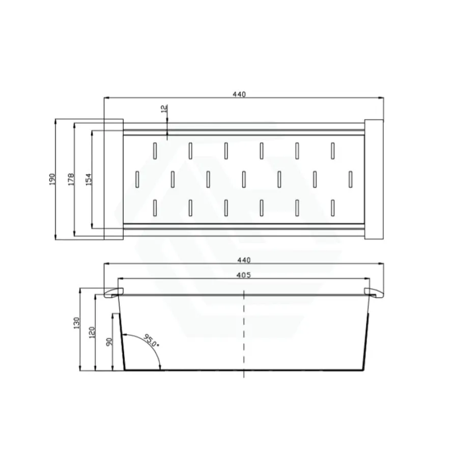 440x190x130mm Square Stainless Steel Colander for Kitchen Sink