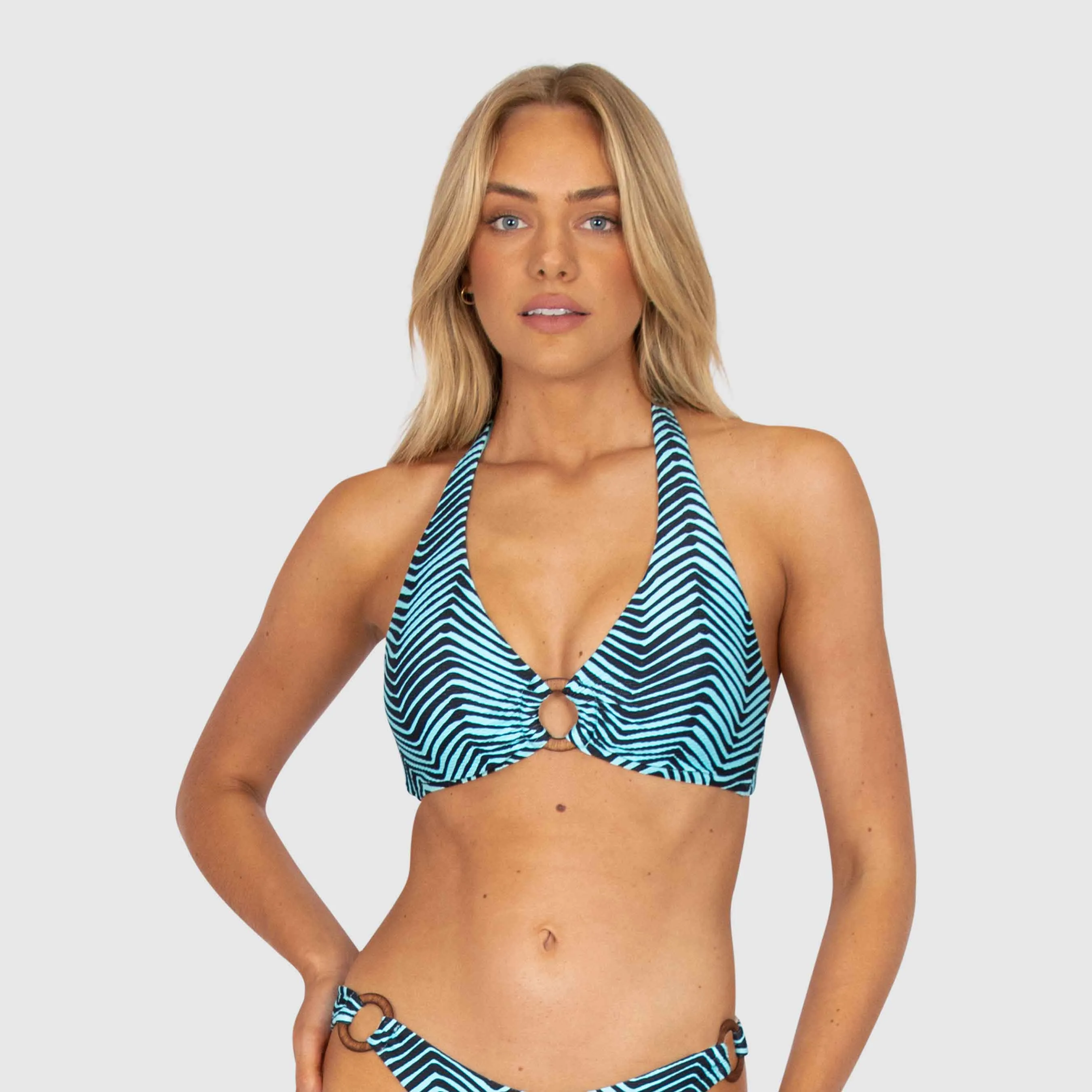 Baku Ring Halter Bra - Tidal Wave