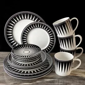 Black Burst Bone China Dinnerware Set