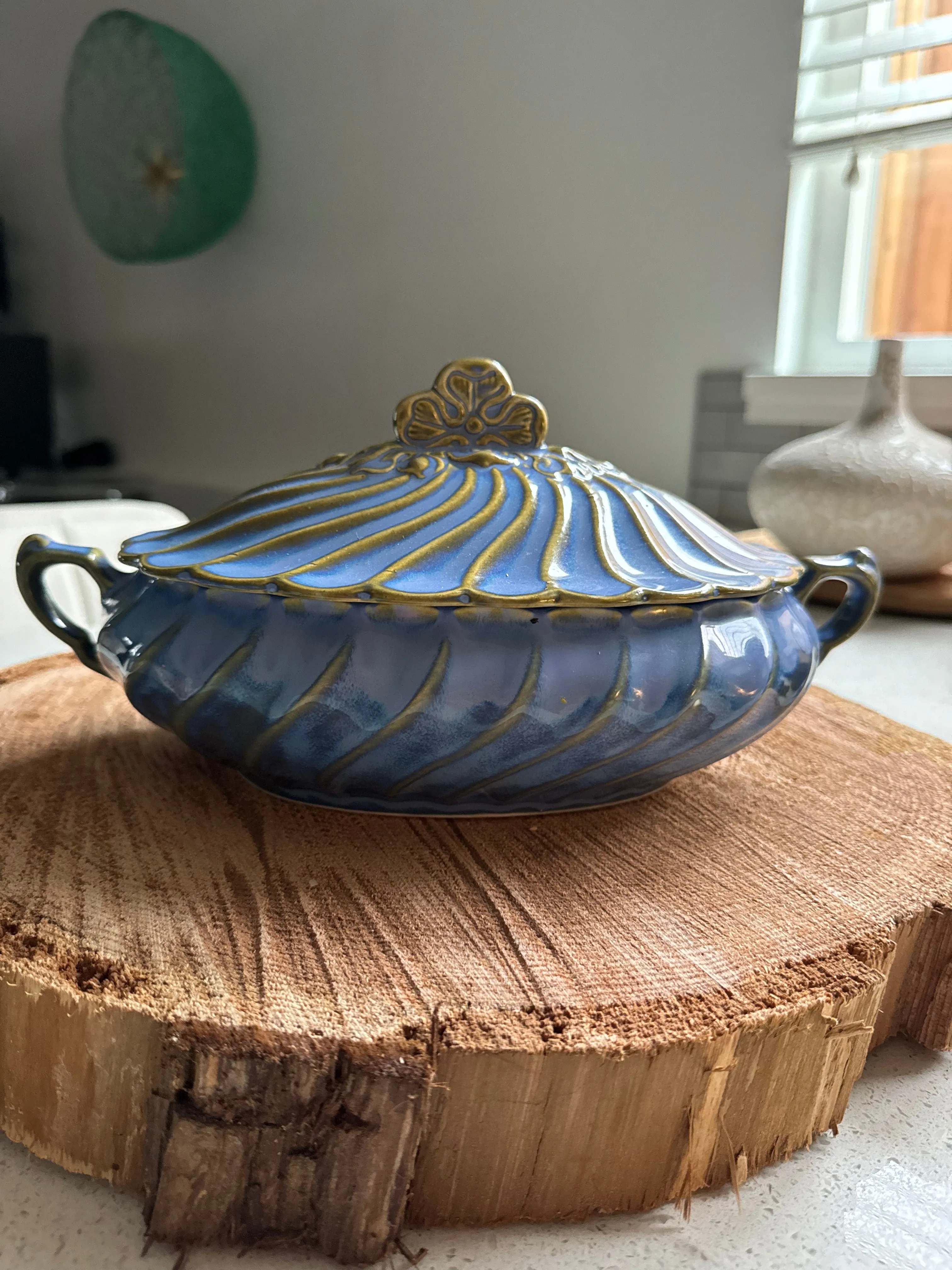 Blue Serving Dish with Lid