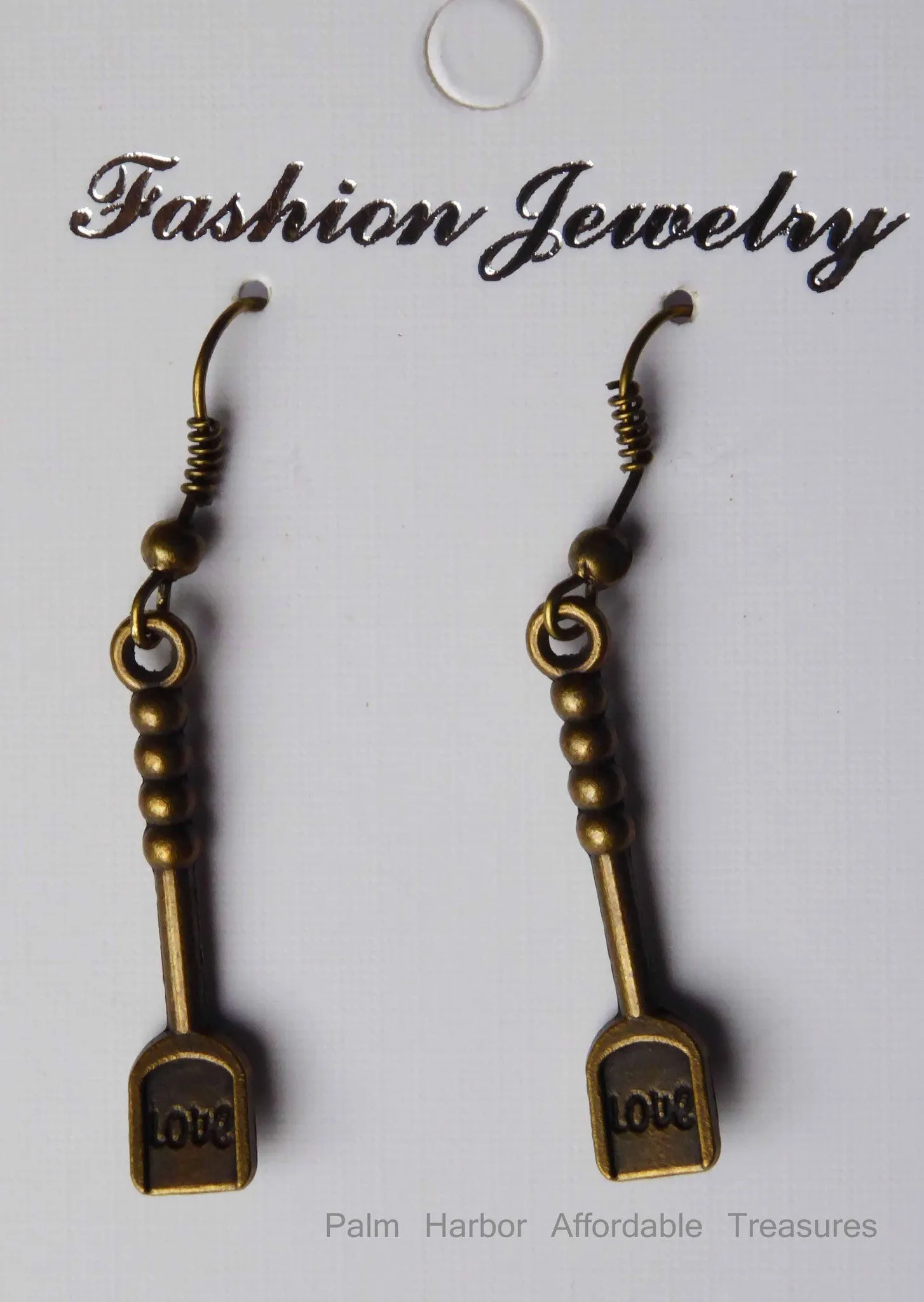 Bronze "Love" Spatula Earrings (E649)