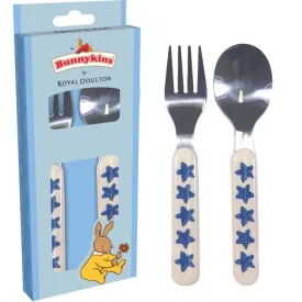 Bunnykids by Royal Doulton - Spoon & Fork - Shining Stars Blue