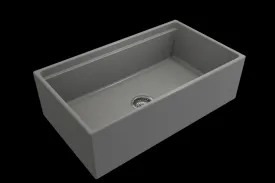 Contempo Step-Rim 33" x 19" x 10" Single-Basin Farmhouse Apron Front Kitchen Sink in Matte Gray