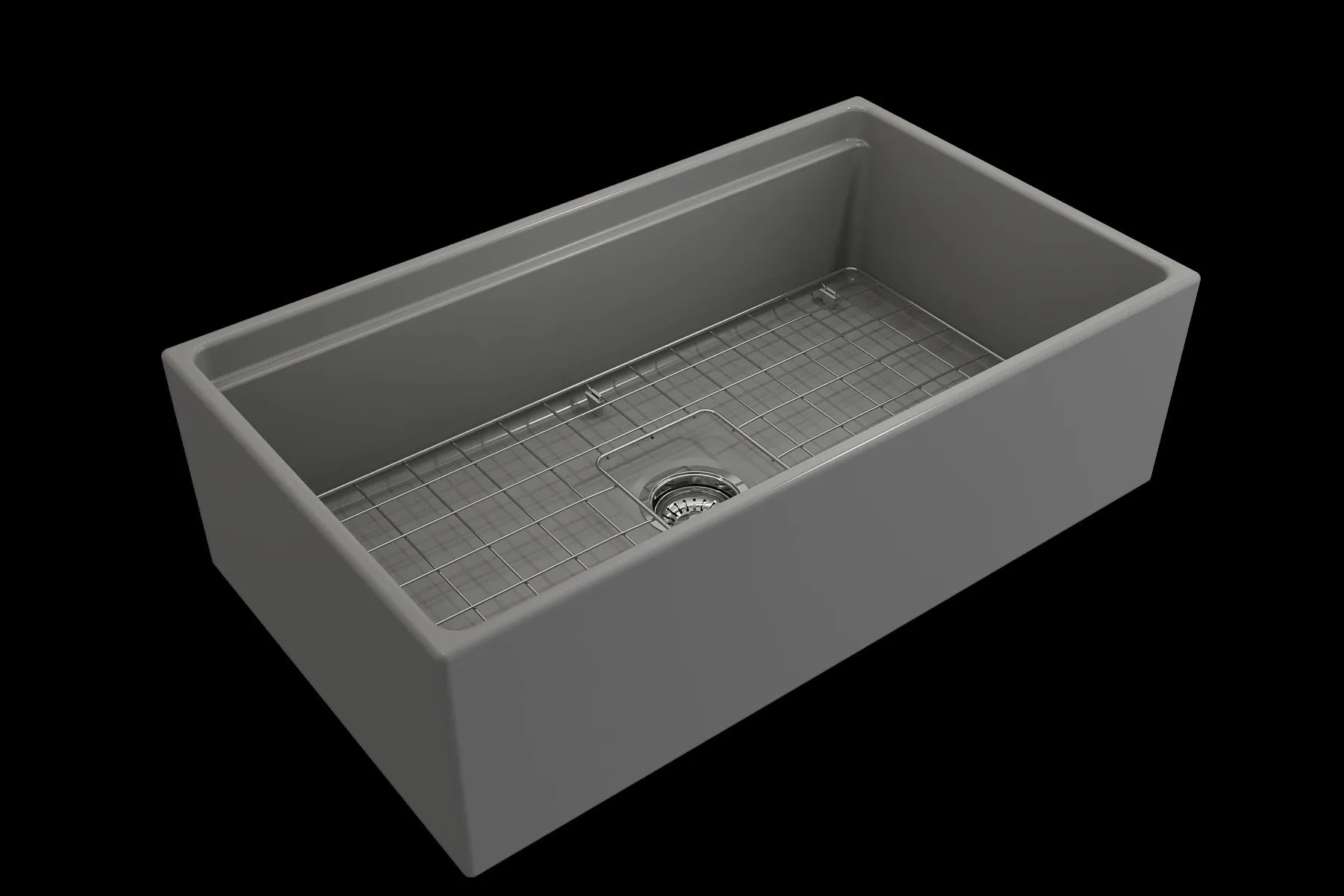 Contempo Step-Rim 33" x 19" x 10" Single-Basin Farmhouse Apron Front Kitchen Sink in Matte Gray