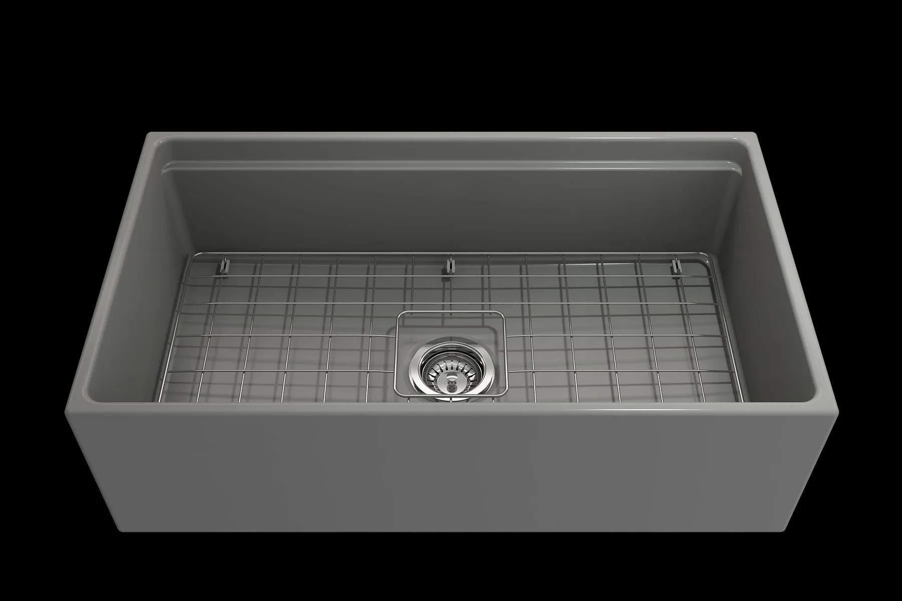 Contempo Step-Rim 33" x 19" x 10" Single-Basin Farmhouse Apron Front Kitchen Sink in Matte Gray