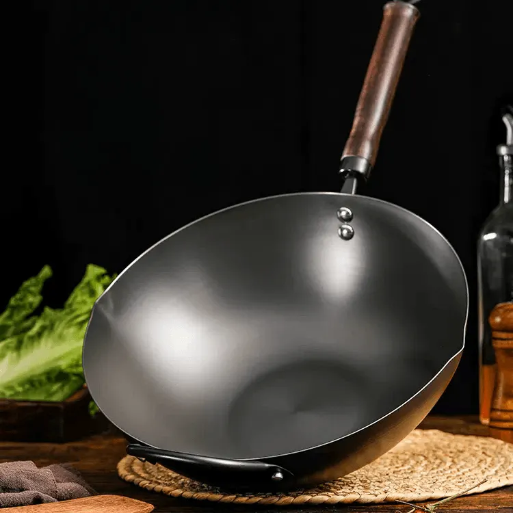 GUIHE DOOROOM Chinese Iron Wok Household Light Refined Iron Pan Quick-Fry Pan