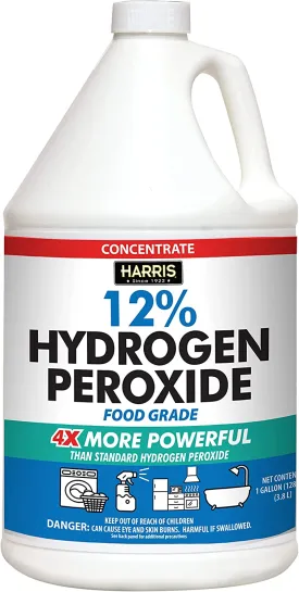 Harris 12% Concentrated Food Grade Hydrogen Peroxide, 128oz, for Kitchen, Bath, Laundry, Home and Garden