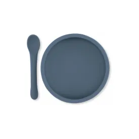 Konges Slojd Plate and Spoon Silicone Set - Blue