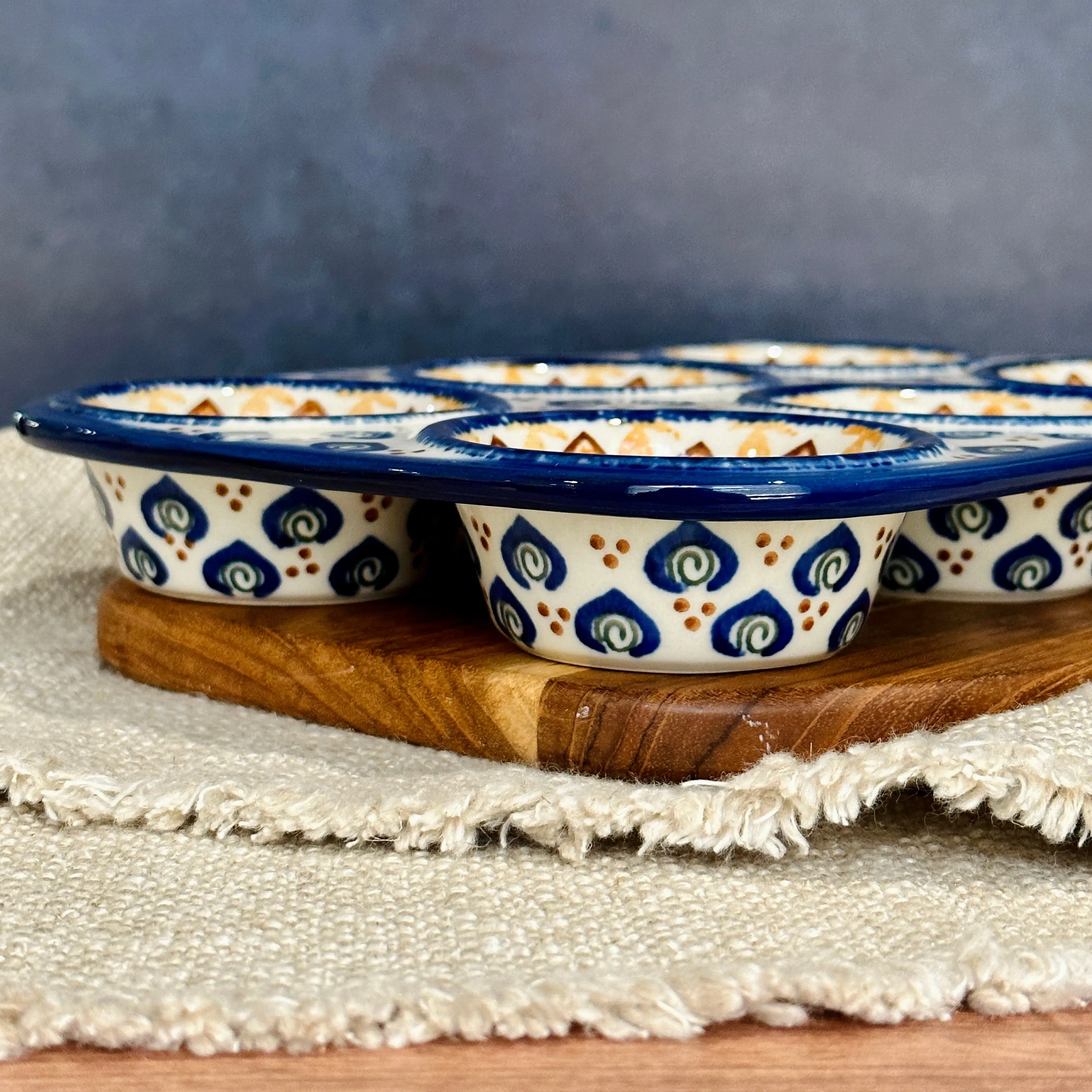 Polish Pottery Six Muffin Baking Dish