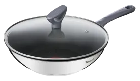 Tefal Daily Cook Stainless Steel Induction Wok 28cm   lid