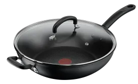 Tefal Specialty Hard Anodised Non-Stick Wok 32cm   Lid